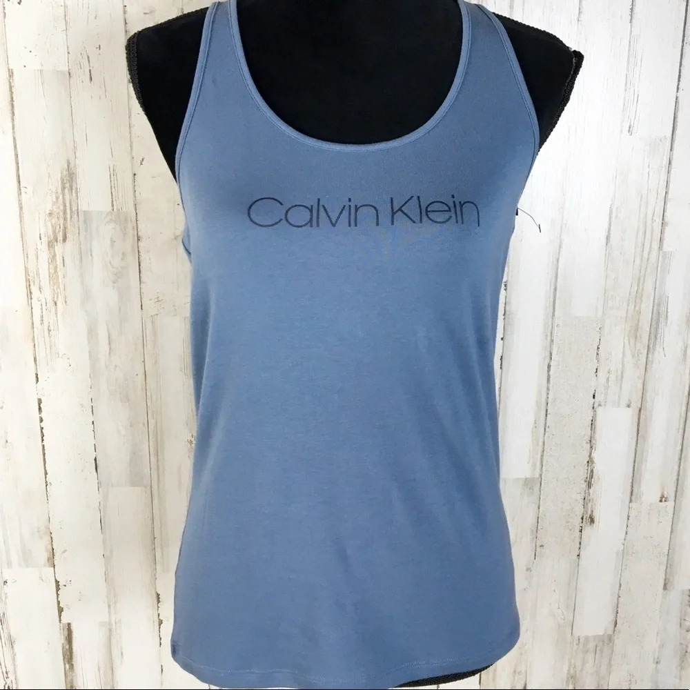 Calvin Klein Racerback Tank Top Tee Spellout Logo
